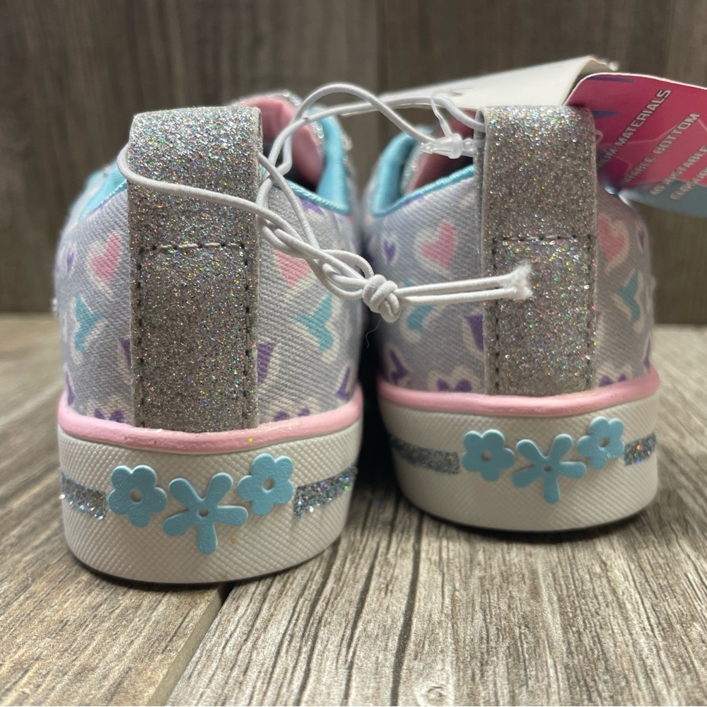 Sport by Skechers Lights Crystal Stars Sparkle Silver Blue Pink Girls Size 8 - Picture 9 of 15